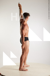 Underwear Gymnastic poses Man White Standing poses - ALL Athletic Short Brown Standing poses - simple Standard Photoshoot Academic