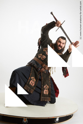 Fighting with sword Man White Kneeling poses - ALL Slim Long Brown Kneeling poses - on both knees Standard Photoshoot Academic