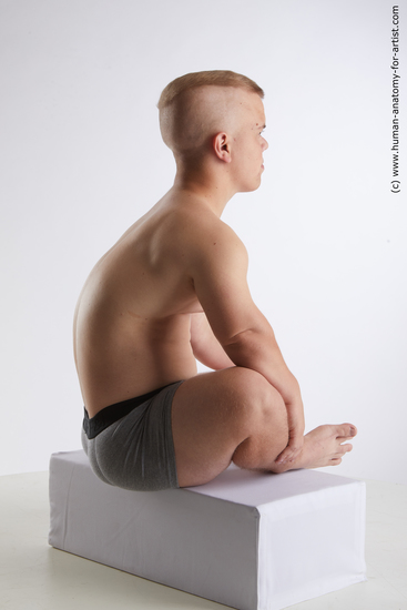 Underwear Man White Sitting poses - simple Average Short Brown Sitting poses - ALL Standard Photoshoot Academic