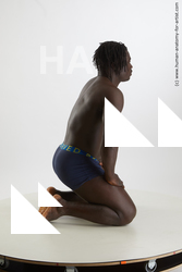 Underwear Man Black Kneeling poses - ALL Muscular Medium Kneeling poses - on both knees Black Standard Photoshoot Academic