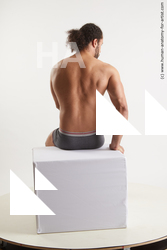 Underwear Man Black Sitting poses - simple Muscular Long Black Sitting poses - ALL Standard Photoshoot Academic