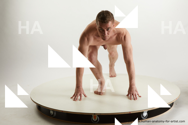 Nude Man White Kneeling poses - ALL Slim Short Brown Kneeling poses - on one knee Standard Photoshoot Realistic