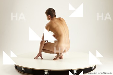 Nude Man White Kneeling poses - ALL Slim Short Brown Kneeling poses - on both knees Multi angles poses Realistic