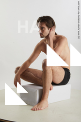 Underwear Man White Sitting poses - simple Slim Medium Brown Sitting poses - ALL Standard Photoshoot Academic