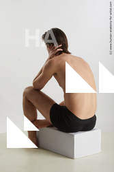 Underwear Man White Sitting poses - simple Slim Medium Brown Sitting poses - ALL Standard Photoshoot Academic