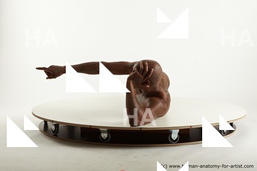 Nude Man Black Laying poses - ALL Athletic Bald Laying poses - on side Standard Photoshoot Realistic