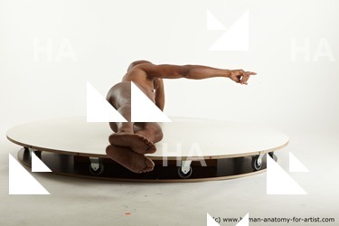 Nude Man Black Laying poses - ALL Athletic Bald Laying poses - on side Standard Photoshoot Realistic