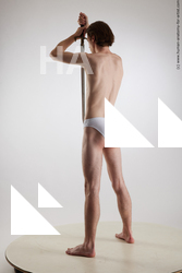 Underwear Fighting with sword Man White Standing poses - ALL Slim Short Brown Standing poses - simple Standard Photoshoot Academic Fighting poses - ALL