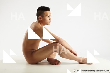 Nude Man White Sitting poses - simple Slim Short Black Sitting poses - ALL Standard Photoshoot Realistic