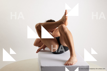 Underwear Man White Laying poses - ALL Athletic Short Brown Laying poses - on side Standard Photoshoot Academic