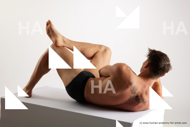 Underwear Man White Laying poses - ALL Athletic Short Brown Laying poses - on side Standard Photoshoot Academic