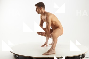 Nude Man White Sitting poses - simple Slim Short Brown Sitting poses - ALL Standard Photoshoot Realistic