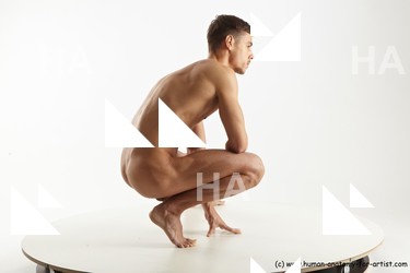 Nude Man White Sitting poses - simple Slim Short Brown Sitting poses - ALL Standard Photoshoot Realistic
