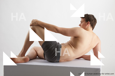 Underwear Man White Laying poses - ALL Slim Short Brown Laying poses - on side Standard Photoshoot Academic