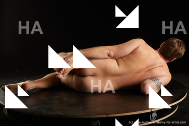 Nude Man White Laying poses - ALL Slim Short Brown Laying poses - on side Standard Photoshoot Realistic