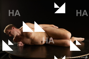Nude Man White Laying poses - ALL Slim Short Brown Laying poses - on side Standard Photoshoot Realistic