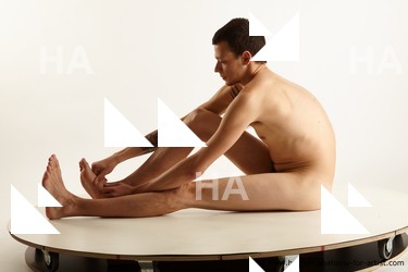 Nude Man White Sitting poses - simple Slim Short Brown Sitting poses - ALL Standard Photoshoot Realistic