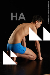 Underwear Man White Kneeling poses - ALL Slim Short Kneeling poses - on both knees Black Standard Photoshoot  Academic