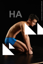 Underwear Man White Kneeling poses - ALL Slim Short Kneeling poses - on both knees Black Standard Photoshoot  Academic