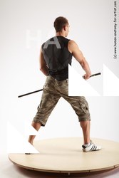 Casual Fighting with sword Man White Standing poses - ALL Athletic Short Brown Standing poses - simple Standard Photoshoot Academic Fighting poses - ALL
