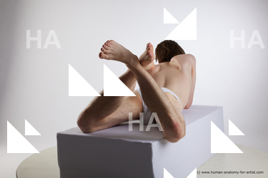 Underwear Man White Laying poses - ALL Slim Medium Brown Laying poses - on stomach Standard Photoshoot Academic