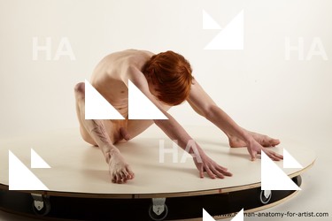 Nude Man White Sitting poses - simple Slim Short Red Sitting poses - ALL Standard Photoshoot Realistic