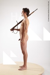 Nude Fighting with gun Man White Standing poses - ALL Slim Short Brown Standing poses - simple Standard Photoshoot Realistic Fighting poses - ALL
