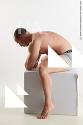 Underwear Man White Sitting poses - simple Muscular Short Brown Sitting poses - ALL Standard Photoshoot Academic