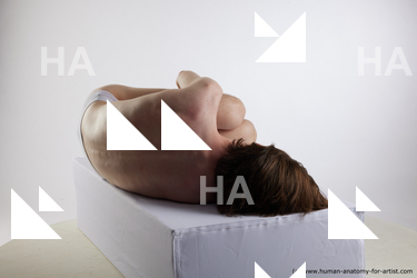 Underwear Man White Laying poses - ALL Slim Short Brown Laying poses - on side Standard Photoshoot Academic