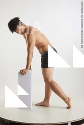 Underwear Man White Standing poses - ALL Slim Short Standing poses - bend over Black Standard Photoshoot Academic