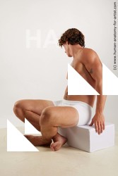 Underwear Man White Sitting poses - simple Athletic Medium Brown Sitting poses - ALL Standard Photoshoot Academic