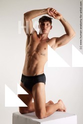 Nude Man White Kneeling poses - ALL Athletic Short Brown Kneeling poses - on both knees Standard Photoshoot Academic