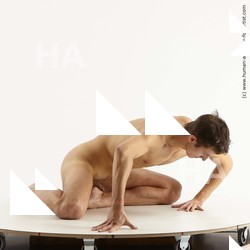 Nude Man White Kneeling poses - ALL Slim Short Brown Kneeling poses - on both knees Standard Photoshoot Realistic