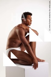 Underwear Man Black Kneeling poses - ALL Athletic Short Kneeling poses - on one knee Black Standard Photoshoot Academic