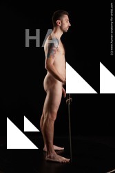 Nude Fighting with sword Man White Standing poses - ALL Slim Short Brown Standing poses - simple Standard Photoshoot Realistic Fighting poses - ALL