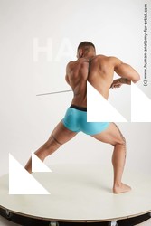 Underwear Fighting with sword Man White Standing poses - ALL Muscular Short Brown Standing poses - simple Standard Photoshoot Academic Fighting poses - ALL