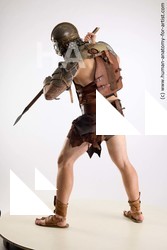 Fighting with spear Man White Standing poses - ALL Athletic Short Brown Standing poses - simple Standard Photoshoot Academic Fighting poses - ALL