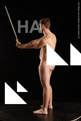 Nude Fighting with sword Man White Standing poses - ALL Average Short Brown Standing poses - simple Standard Photoshoot Realistic Fighting poses - ALL