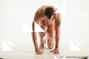 Nude Man White Kneeling poses - ALL Slim Short Brown Kneeling poses - on one knee Standard Photoshoot Academic