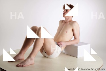Underwear Man White Sitting poses - simple Slim Short Red Sitting poses - ALL Standard Photoshoot Academic