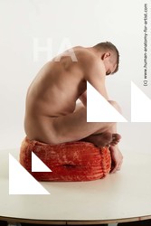 Nude Man White Sitting poses - simple Slim Short Brown Sitting poses - ALL Standard Photoshoot Realistic