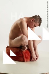 Nude Man White Sitting poses - simple Slim Short Brown Sitting poses - ALL Standard Photoshoot Realistic