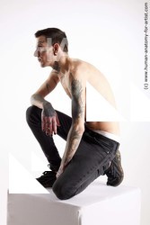 Casual Man White Kneeling poses - ALL Underweight Short Brown Kneeling poses - on one knee Standard Photoshoot Academic