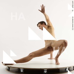 Nude Man White Laying poses - ALL Slim Short Brown Laying poses - on side Standard Photoshoot Realistic