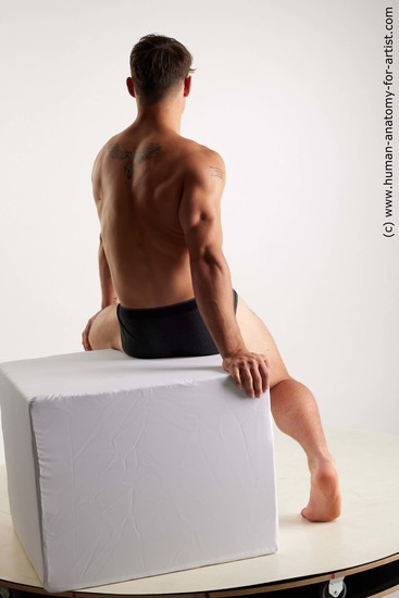 Underwear Man White Sitting poses - simple Athletic Short Brown Sitting poses - ALL Standard Photoshoot Academic