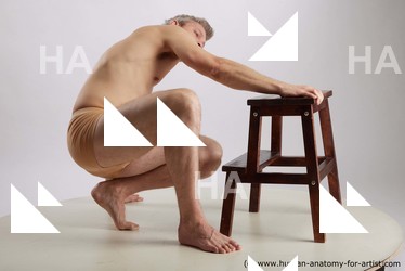 Underwear Man White Kneeling poses - ALL Slim Short Grey Kneeling poses - on both knees Standard Photoshoot Academic