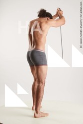 Underwear Fighting with sword Man Black Standing poses - ALL Muscular Long Black Standing poses - simple Standard Photoshoot Academic Fighting poses - ALL