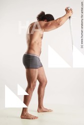 Underwear Fighting with sword Man Black Standing poses - ALL Muscular Long Black Standing poses - simple Standard Photoshoot Academic Fighting poses - ALL
