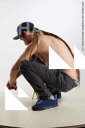 Casual Man White Kneeling poses - ALL Slim Brown Kneeling poses - on both knees Dreadlocks Standard Photoshoot Academic