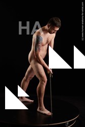 Nude Fighting with sword Man White Standing poses - ALL Slim Short Brown Standing poses - simple Standard Photoshoot Realistic Fighting poses - ALL